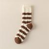 Women Twist Jacquard Fuzzy Plush Socks Winter Warm Color Block Striped Fleece Sleep Socks Thermal Floor Slipper Socks