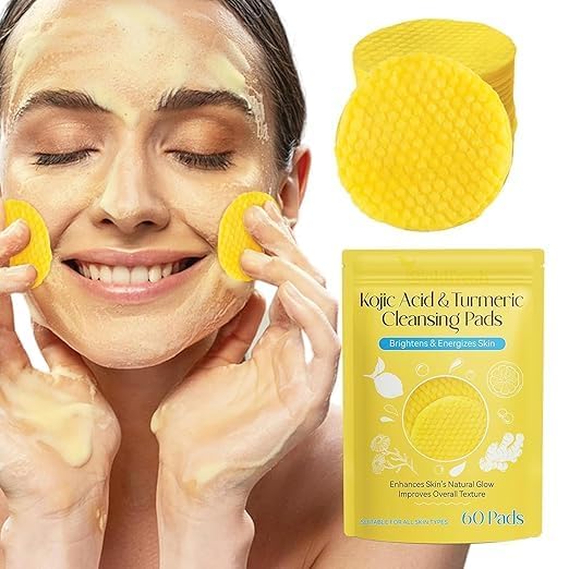 Avirelle Turmeric Cleansing Pads for Face Exfoliating Kojic Acid & Face Scrub Pads for Brightening, Oil Control, Dark Cleansing for Smooth, Balance