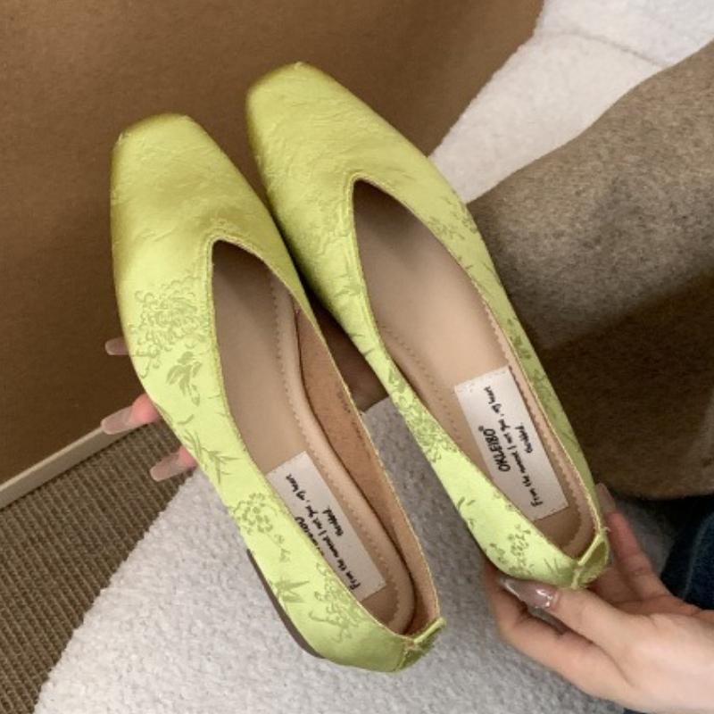 

Мода Ретро Принт Этнический Стиль Балетки Женская Мода Квадратный Носок Неглубокие Туфли Мэри Джейн Комфортные Мягкие Подошвы Балетки Сандалии 39 светло-зеленый