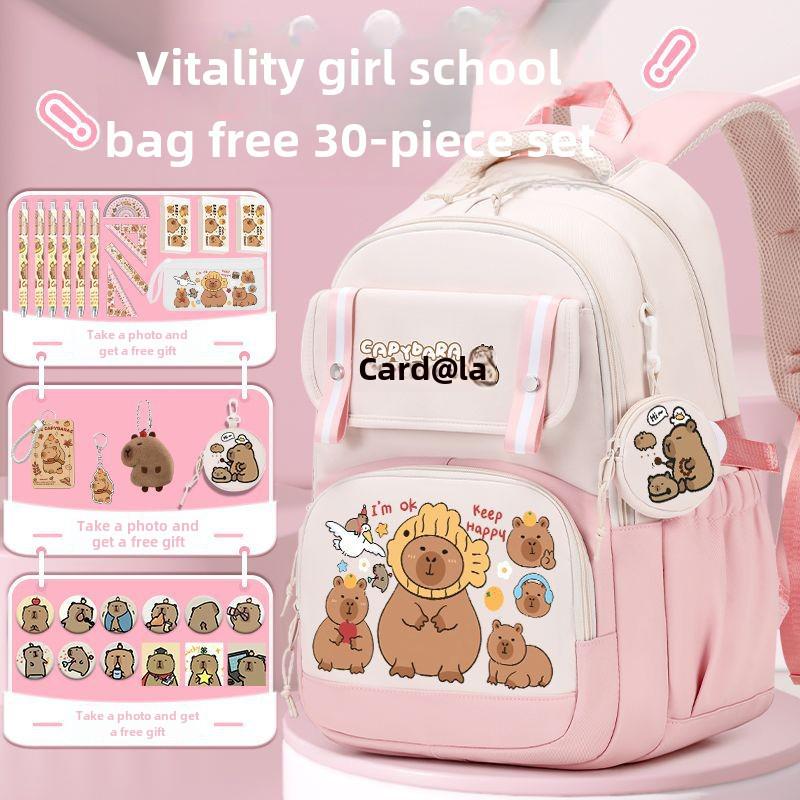 2024 Capybara Girls' Backpack: Stylish, Spacious & Perfect for Grades 1-6