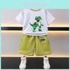 Stylish Summer Two Piece Set For Boys Soft Cotton Short Sleeve Outfit For Kids