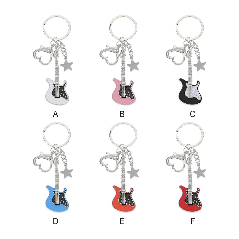 Stylish Keychain For Music Lovers Easy To And Durable Alloy Guitar Pendants Keychain Key Chains