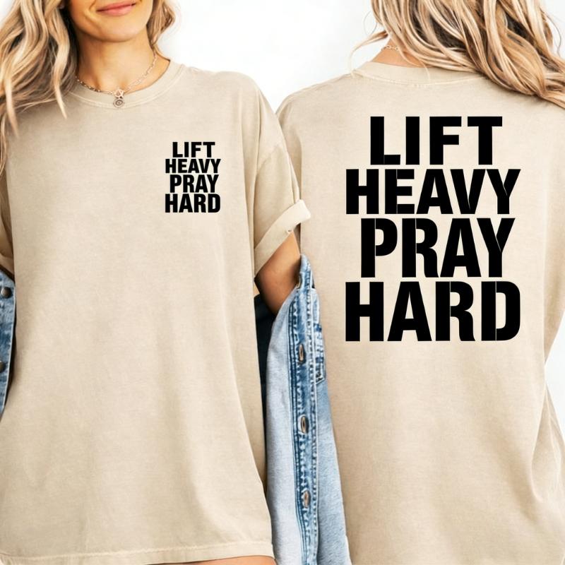 Lift Heavy Pray Hard Christian Gym Shirt Faith Fitness Tee Graphic T Shirts Women Clothes Gothic Y2k Top Women Clothing Tops S