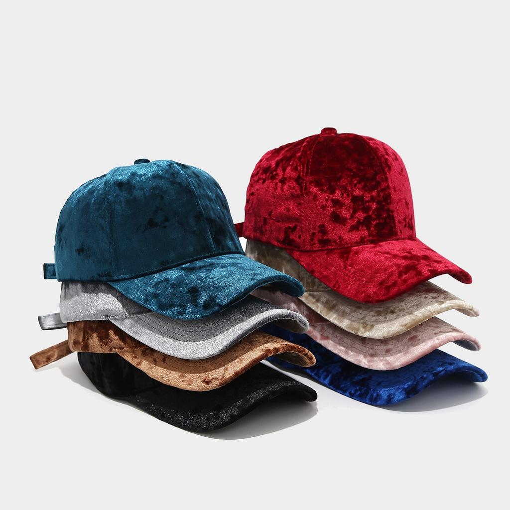 European and American Velvet Solid Visor Cap - Unisex Winter Fashion Casual Curved Brim Sun Hat, Couples' Vintage Baseball Cap