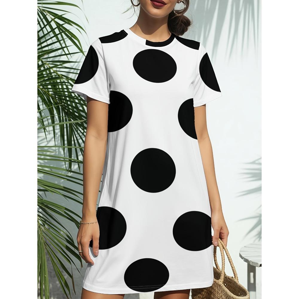 Summer Fashionable Creativity 3D Printed Dresses Women Loose Large Round Neck Casual Comfortable Versatile Dresses