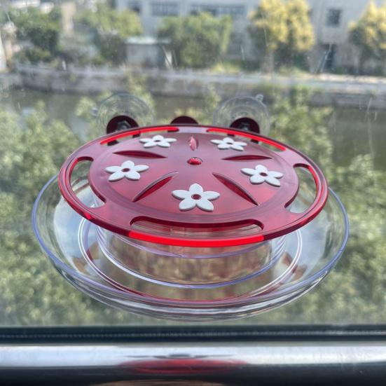 Okenní krmítko pro kolibříky se silnými přísavkami, snadno se čistí a doplňuje, nepropustné plastové krmítko pro ptáky s 5 krmnými otvory pro milovníky ptáků