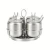 Stainless Steel Seasoning Jar Set with Spoon Spice Container with Swivel Base Salt Sugar Condiment Pot Kitchen Accessories.