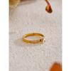 Yhpup 6789# Fashion Stainless Steel Bling Cubic Zirconia CNC Wedding Style Chic Ring 18K Gold Color Plated Finger Jewelry Gift