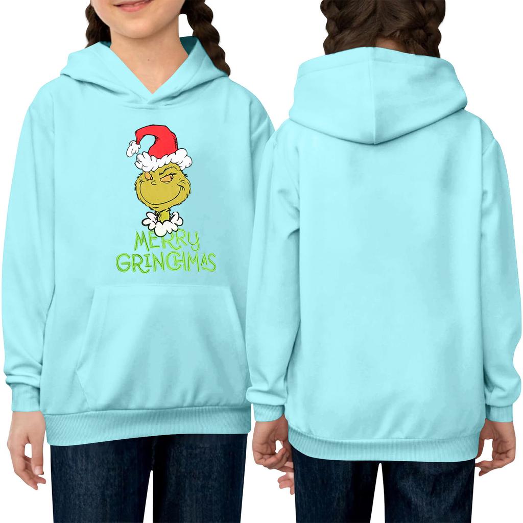 Children's Long-sleeved Loose-fitting Pullover Hoodie With Drawstring And Solid Color