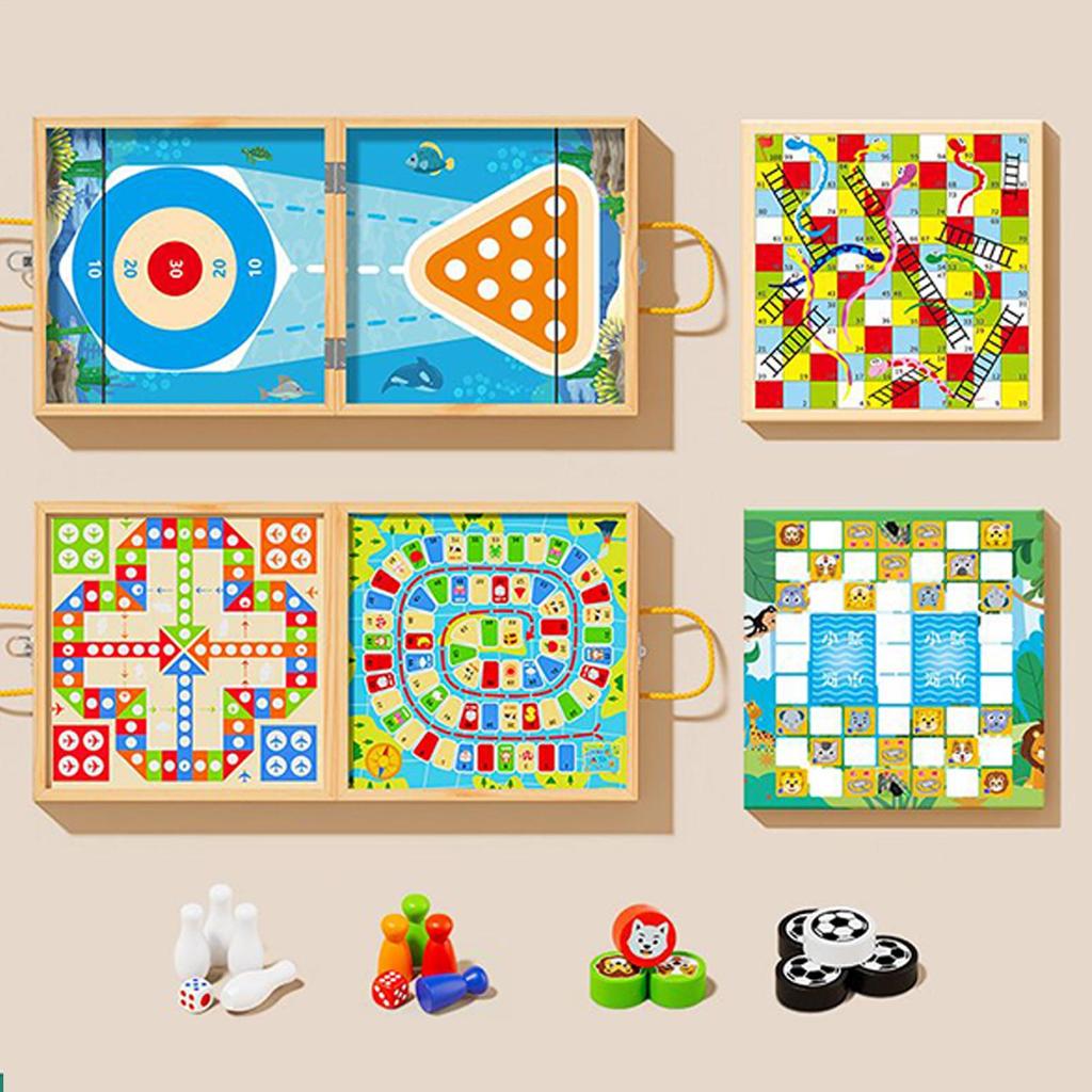 Board Games Desktop Battle Toys 7-in-1 Wooden Educational Tabletop Game for Teachers Caregivers Kindergarten Classroom