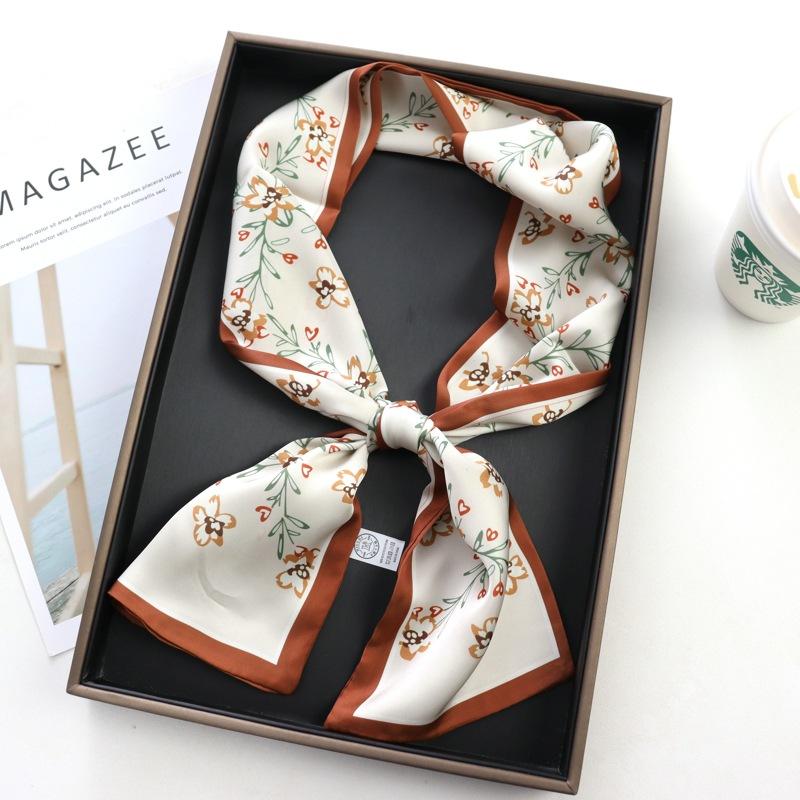 Hair Print Summer Long Silk Feeling Scarf For Women Fashion Neck Tie Hand Bag Foulard Wrist Luxury Kerchief Shawl Wraps Hajib