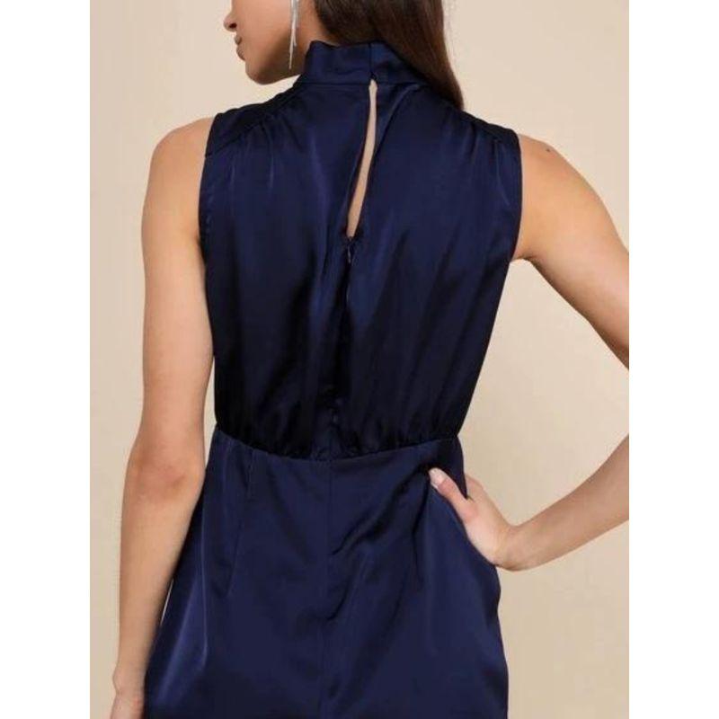 European and American Style Classy Textured Lu's Smooth Acetate Satin Stand Collar Dress Split Ladies Party Dress Women's Dress