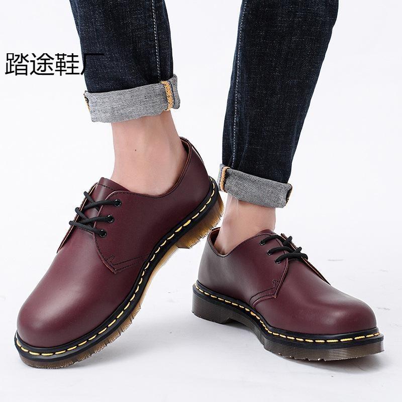 Hot-selling low-top small leather shoes men's leather large-size short boots round head men's and women's couple casual tooling shoes