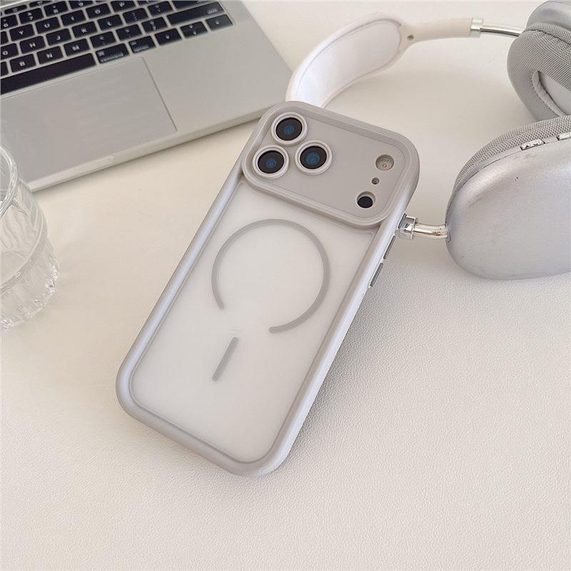 Apple Frosted Magnetic Phone Case: iPhone 17 Skin-Feel, 14 Hard Protective, 13 Full Coverage, Anti-Drop. iPhone 15 Plus серый