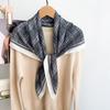 British Retro Plaid Imitation Silk Large Square Scarf Printed Commuter Shawl Neck Silk Scarf Herringbone Women's Scarf Headscarf