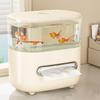 2 In 1 Tissue Box with Fish Tank Desktop Organizer Transparent Plastic Storage for Living Room Office and Desktop