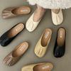 Korean Version of Retro Flat-bottomed Bag Head Drag Spring and Summer New Pleated Round Head Half Slippers Casual Outer Wear Versatile Lazy Sandals