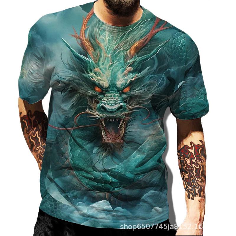 Dragon Series 3D Printed Men's Casual Short Sleeved T-shirt Men's T-shirt
