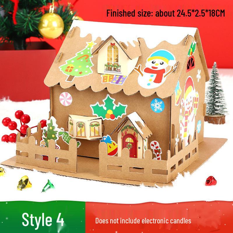Luminous DIY Gingerbread Snow House Kit for Kids - Handmade Christmas Decoration