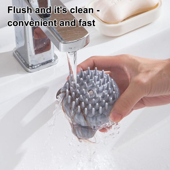 Shampoo Massage Brush with Soft Silicone Teeth Built-in Liquid Dispenser Detachable Design Pet Bathing Brush