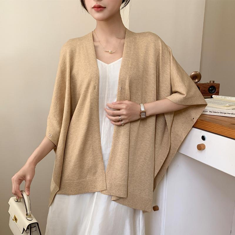 Korea Stil Gestrickt Winter Warm Ponchos Cape Damen Schal Einfarbig Femme Knopf Schals Wraps Pashmina Weiblich Bufanda