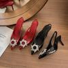 Fashion 2025 Star style Women Sandals Elegant Pointed toe Slingback Summer Office Lady Shoes Fashion High heels Gladiator sandals Woman