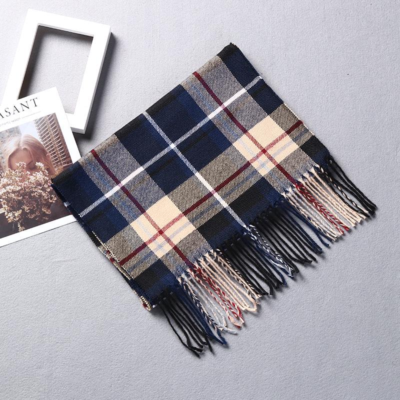 Stylish British Plaid Cashmere-Feel Scarf for Men & Children - Autumn/Winter Warm Shawl & Snood