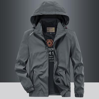 Outdoor Single-layer Jacket Men's Spring and Autumn New Thin Casual Trench Coat Youth Can Take Off The Hat Jacket