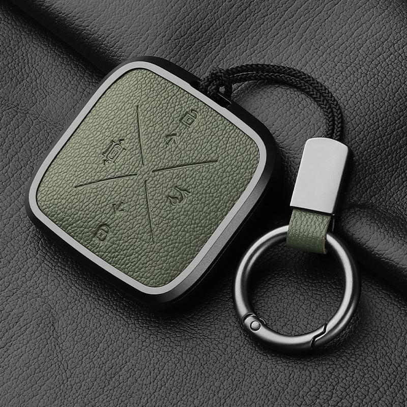 For Zeekr 001 007 7X X 009 Key Case Buckle Bluetooth Card Key Case Real Goat Leather Car Accessories Car Key Cover Modification
