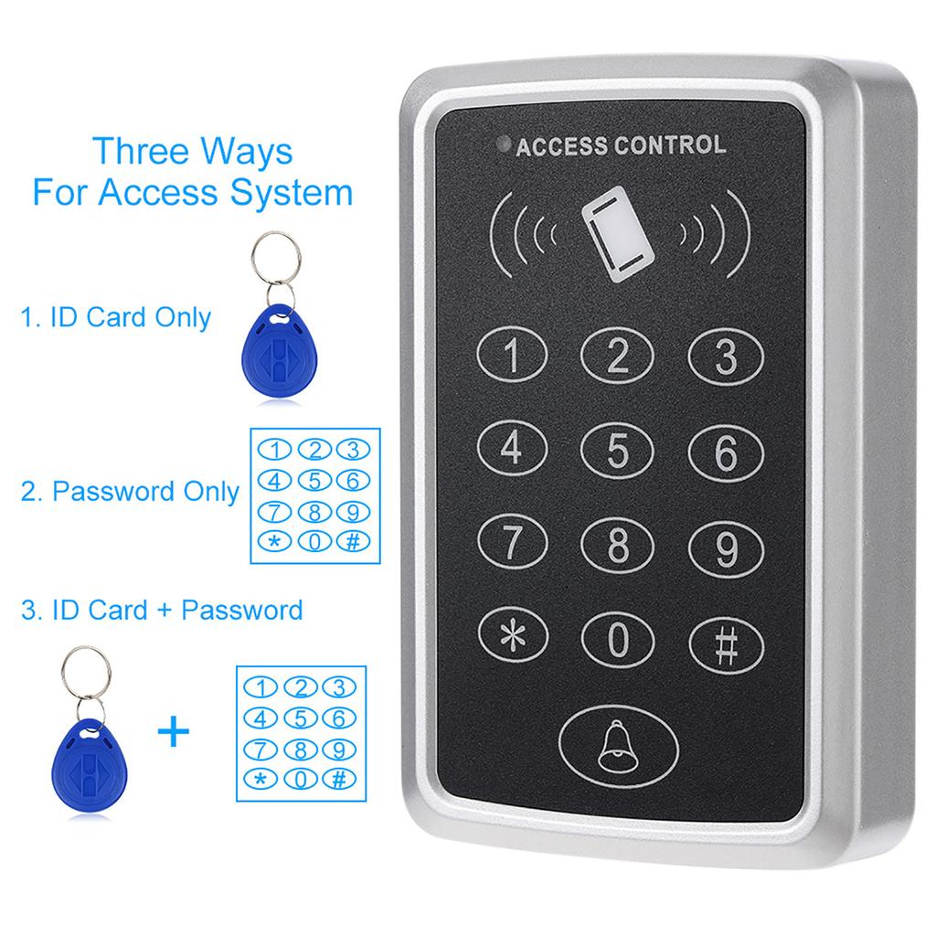 125KHz Proximity Single Door Access Control System Keypad with 10pcs ID Keyfobs for Security, Smart Card Standalone Reader Supports Passwo