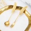 Colorful 304 Stainless Steel Feather Spoon & Fork Set for Desserts and Coffee