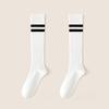 Women Striped Cotton Long Socks Japanese JK Black White Knee High Stockings Long Tube Leg Solid Color Girls Students Warm Socks