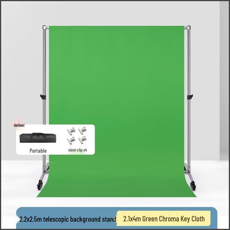 Miaotu Stainless Steel Pulley Lift Background Stand Kit with Green Screen