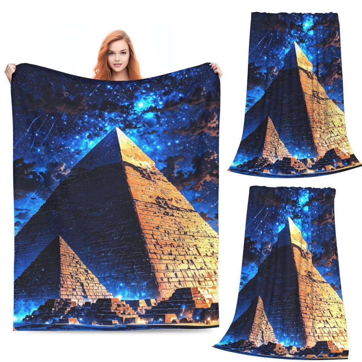 

Egyptian Pyramid Famous Architecture Blankets Soft Warm Flannel Throw Blanket Bedspread for Living room Picnic Travel Home Sofa 80x120cm