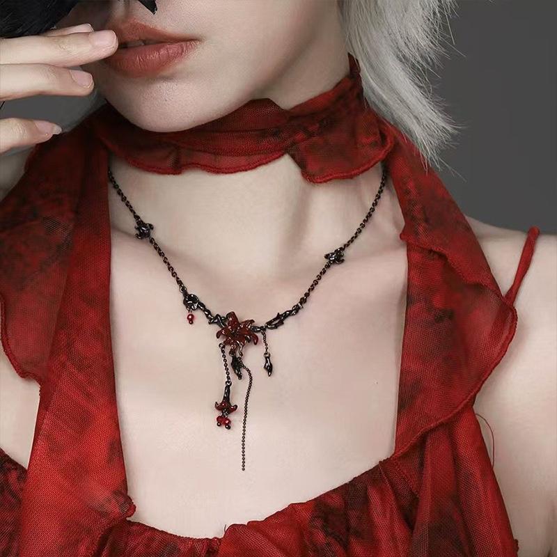 Mandala Çiçeği Püsküllü Kolye Küpe Yüzük Bilezik Punk Goth Kolye Y2K Tatlı Havalı Tarz Baharatlı Kız Takı Hediyesi