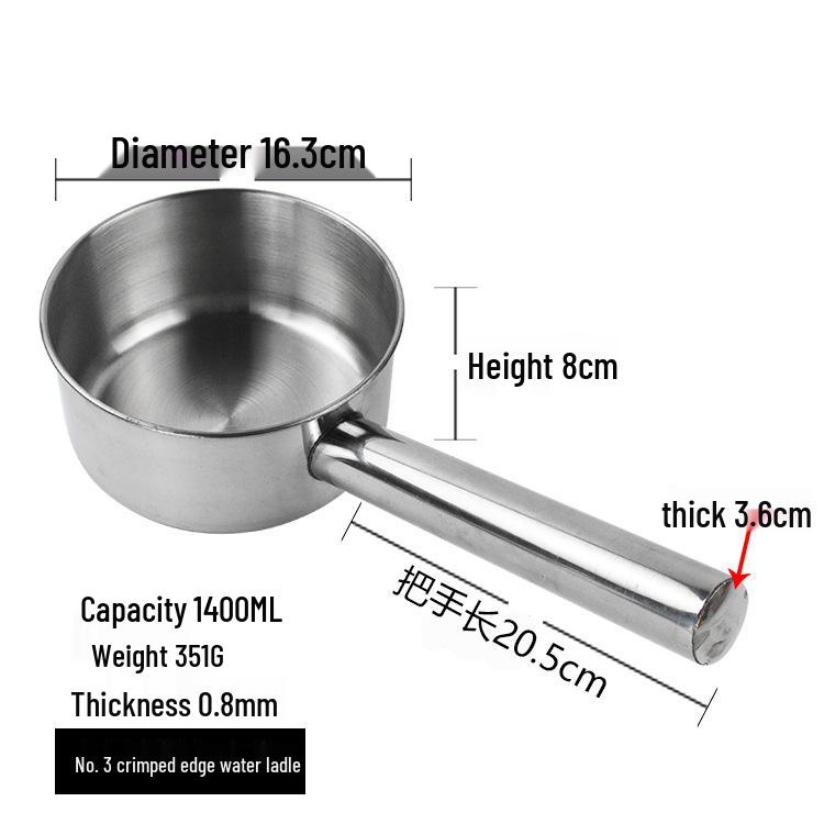 Stainless Steel Flat Bottom Kitchen Water Ladle and Soup/Milk Pot Combo.