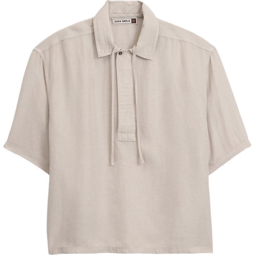 

Zara Boxy Fit Polo Collar Short Sleeve Shirt Men shirts White 4088905-712 M