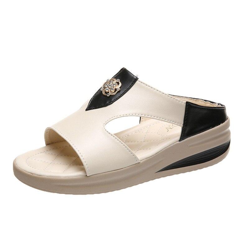 Letní móda Dámy Sandály na klínu Pláž Neformální Ženy Boty s otevřenou špičkou se silnou podrážkou Dámské Smíšené barvy Sandály