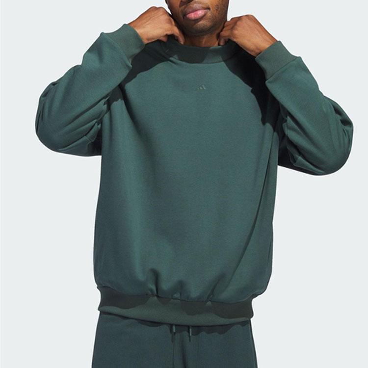 Adidas 2024 Chapter 01 Reversible Knit Sweatshirt, Unisex Basketball Alphabet Logo Top, Mineral Green Casual Pullover IM8421