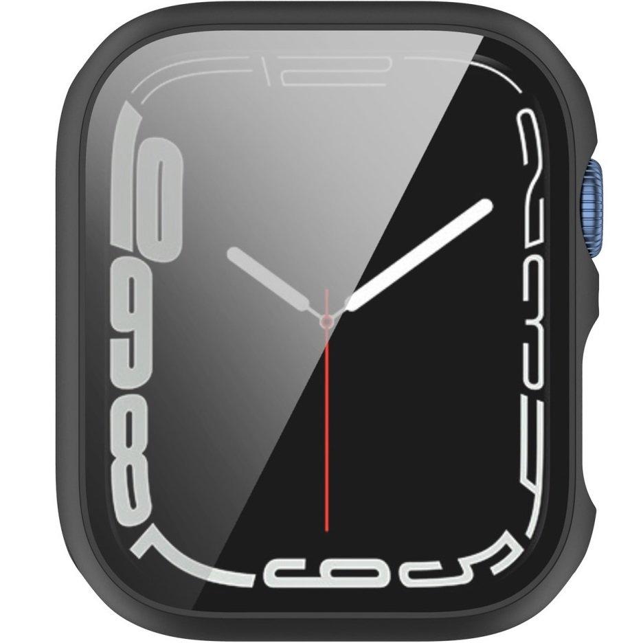 2in1 Case + Tempered Glass for Apple Watch 7/8/9 45MM, Black