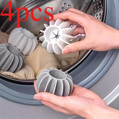 4pcs Large Lint Removers, Reusable Washing Balls for Clothes, Anti-Entanglement, Pet Hair Removal, Manual Cleaning, Durable Plastic Handle