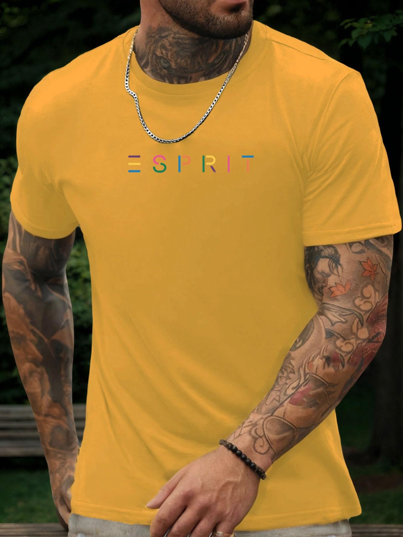 GUOYAN TOP Korte Mouw T-shirt ESPRIT Heren 100% Katoen Patroon Bedrukt Shirt Zomer Ronde Hals Ademend Casual Mode Cool T-shirt M