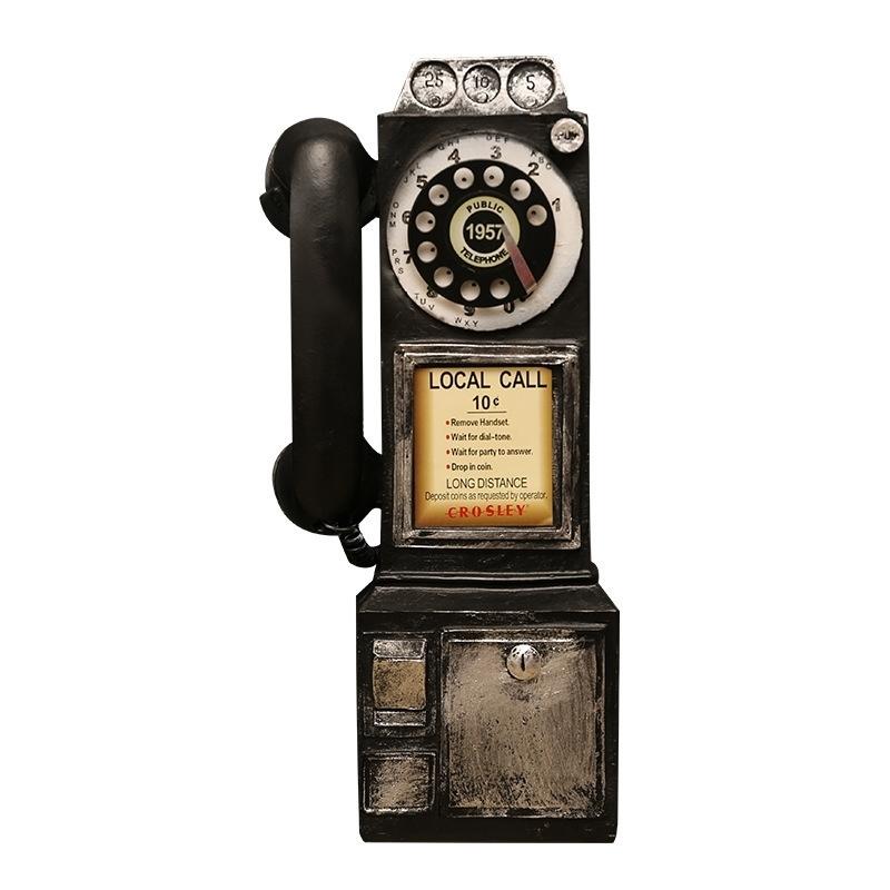 Vintage Resin Telephone Wall Decor Retro Phone Ornament For Cafe Wall Hanging Rustic Display For Retro Lovers Unique Gift