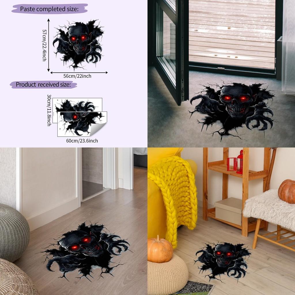 Scary Wall Halloween Breaking Skull Bedroom Living Room Home Stickers Decoration