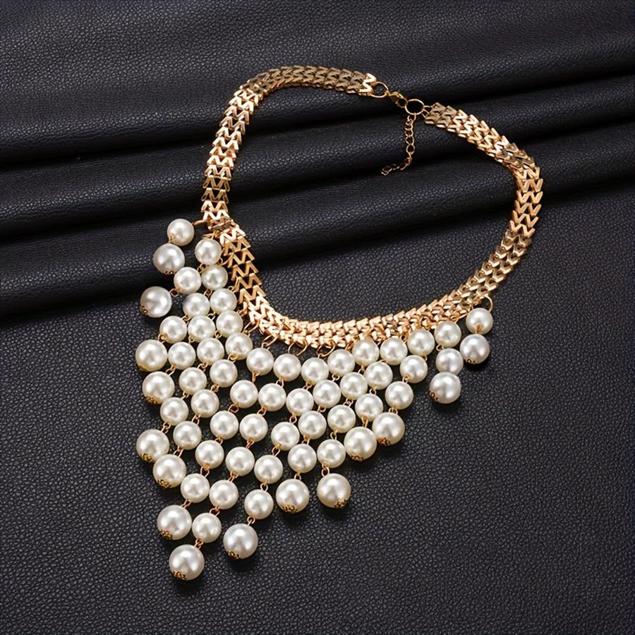 European American Tassel Long Pearl Necklace Versatile Fashion Jewelry