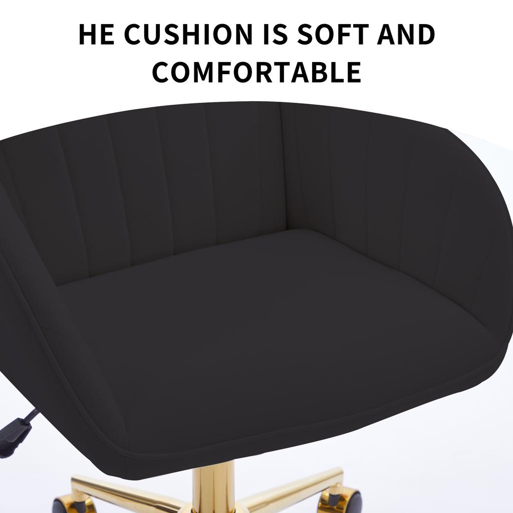Height-Adjustable Office Swivel Chair for Home and Bedroom, Ergonomic Swivel Chair with Backrest, Suitable for Long Sitting. Black