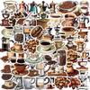 10/30/50pcs Vintage Coffee Machine Stickers Coffee Beans Graffiti Decals DIY Luggage Stationery Skateboard Retro Cartoon Sticker