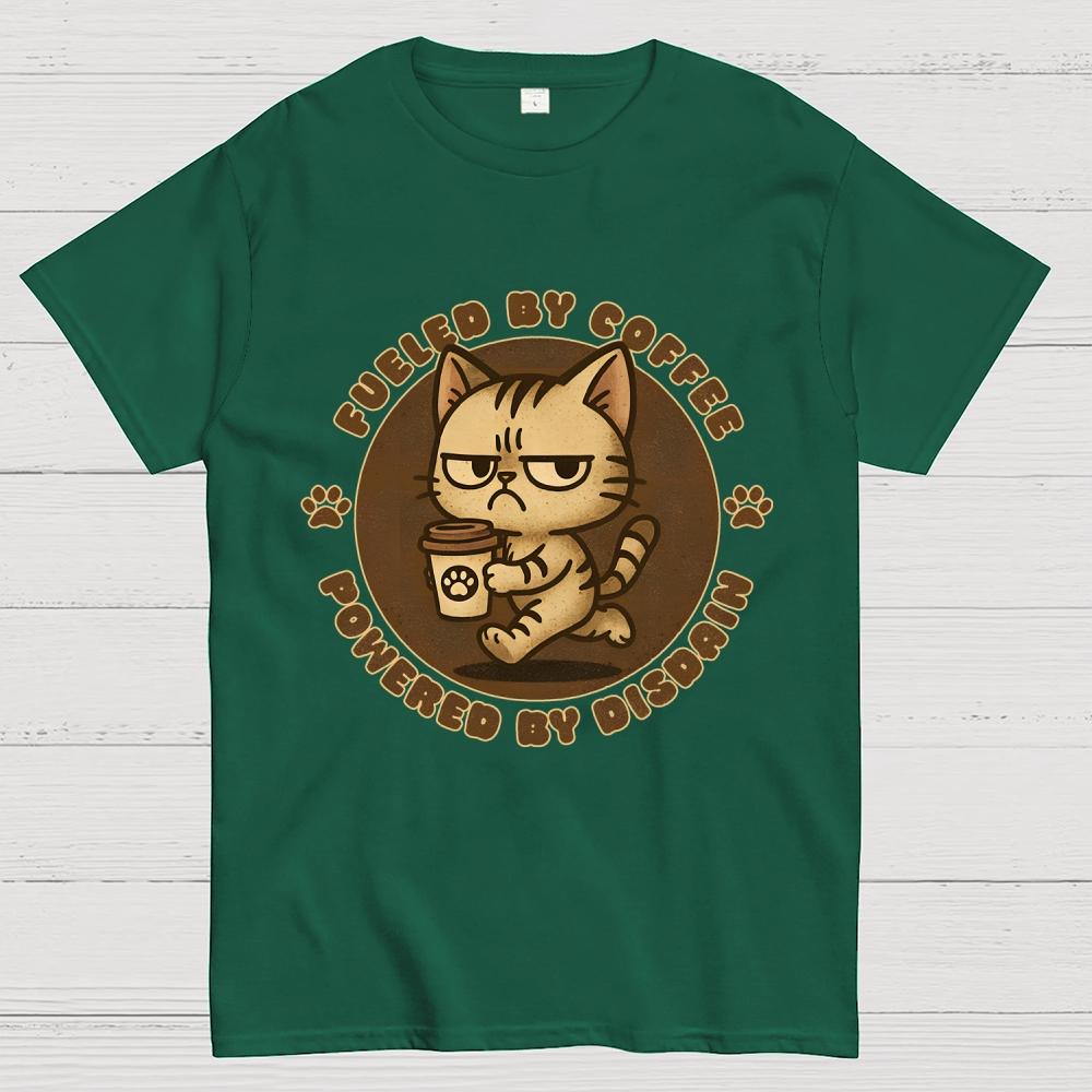 Fueled By Coffee Unisex 100% Cotton Summer Casual Cool Loose T-Shirt