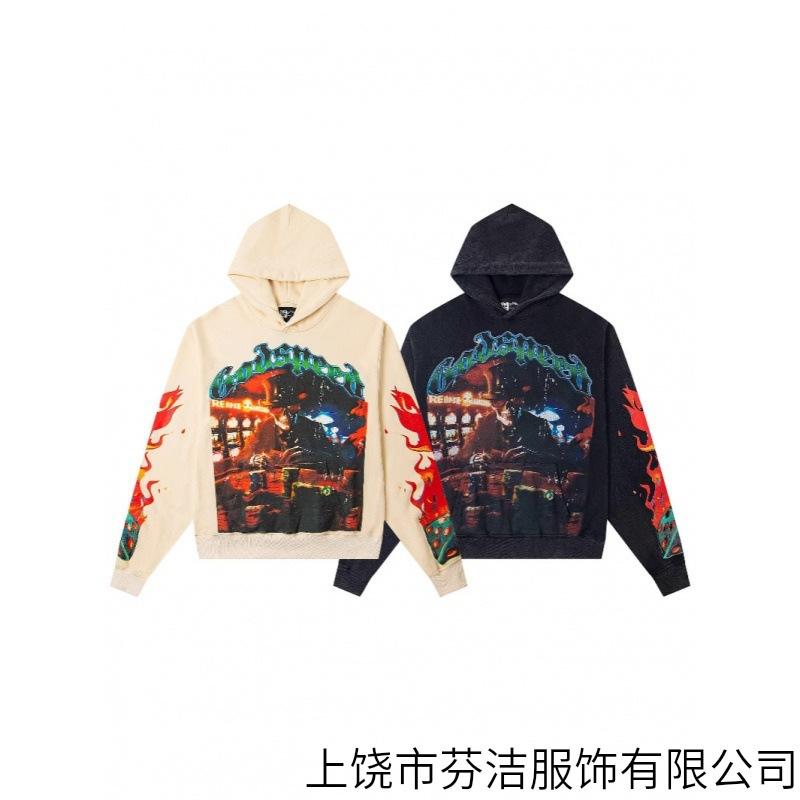 Popular Goth Retro Dark Style Trend Harajuku Anime Letter 3d Printing Hooded Sweater Men