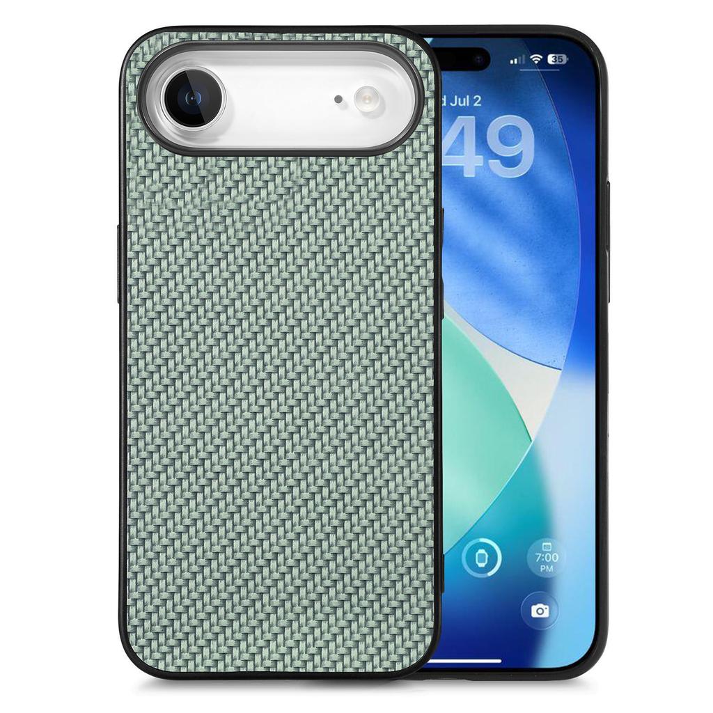 Para Capa de iPhone Air Textura de Fibra de Carbono PU+PC+TPU Capa Traseira para Celular